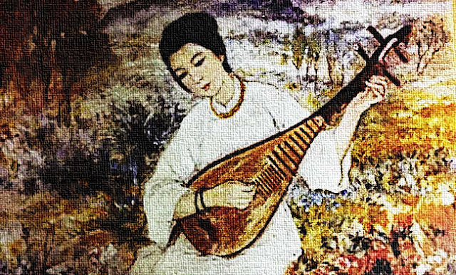 Kiều gảy đàn