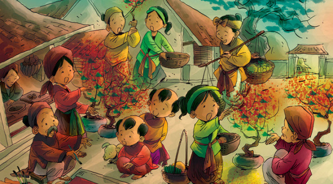 tranh dan gian an tet